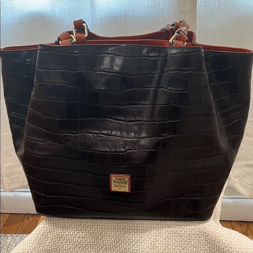 Dooney & Bourke Espresso brown Croc-EmbossedFlynn shoulder Tote NWT rare
